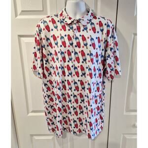 Proud 90 Red white and blue Popsicle Golf POLO SHIRT Men's Stretch XXL 2XL